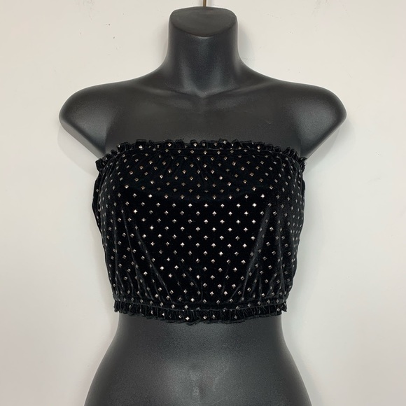 NWT SMYM Iris Tube Top in Black Stud Velvet - Picture 3 of 5